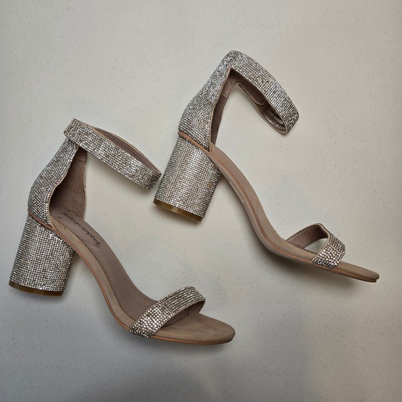 Jeffrey Campbell Laura Crystal Embellished Block Heeled Open Toe Sandal Size 7.5 - Picture 5 of 13